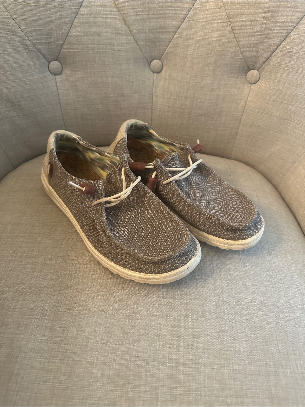 Hey Dude Women's Brown Patterned Slip-On Sneakers